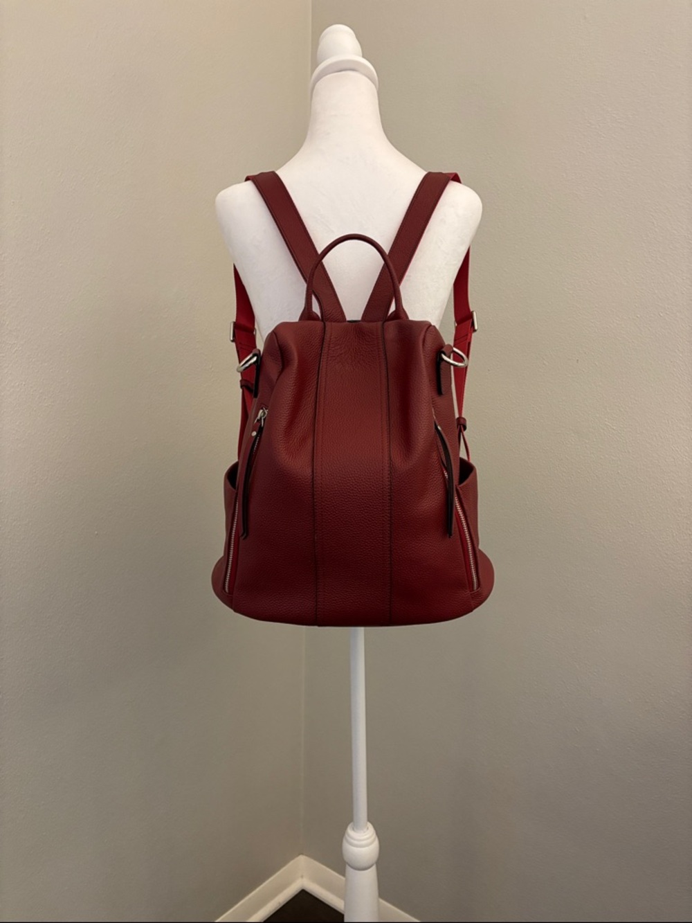 Women's Leather Backpack in Burgundy